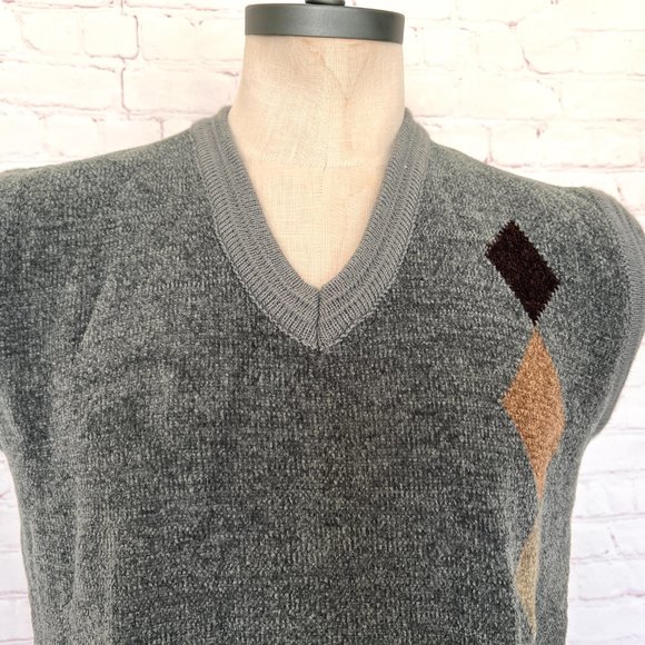 90's Chenille Gay Mens Pullover Vest - Size Large - Picture 2 of 8